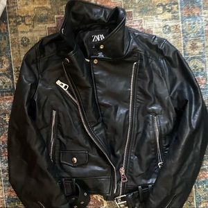 high quality zara leather jacket